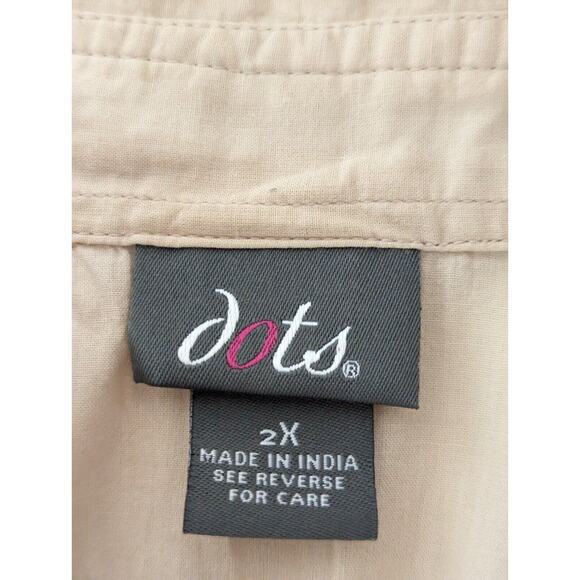 Dots Women's Plus Size 2X Sleeveless Button Down Tan Dress - Picture 6 of 12